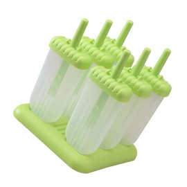 6 Pack Reusable Ice Pop Moulds for Kids (Square, Green)