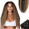 SIYUSI Kinky Straight Clip In Extensions, 100% Brazilian Remy Human