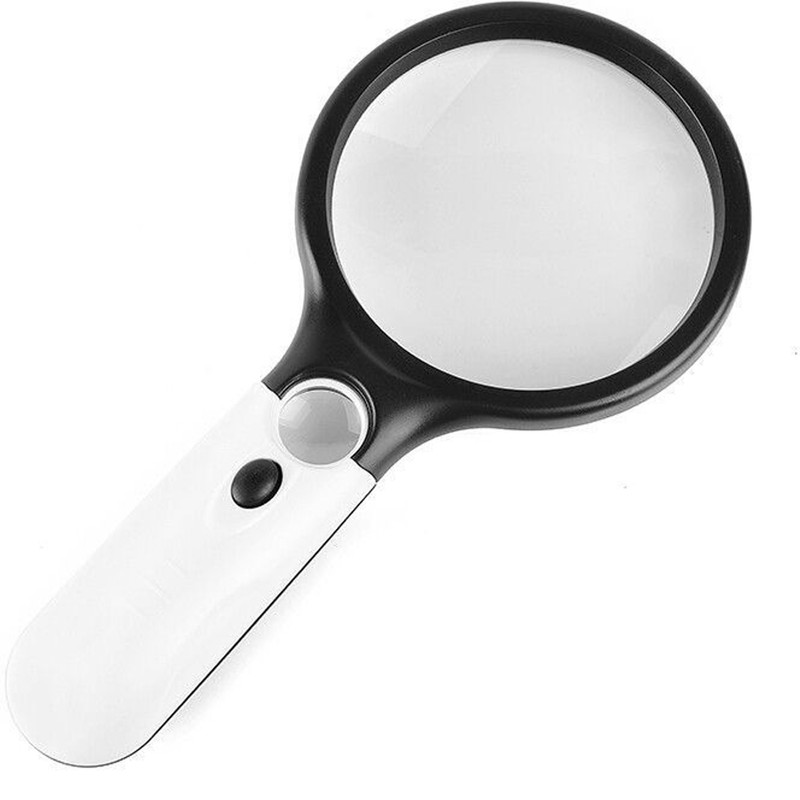 Handheld LED Magnifying Glass with Dual Lenses for Reading, Coins