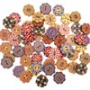 150PCS Vintage Wooden Buttons, 3/4 inch,20mm, Mixed Pattern, 2 Holes,