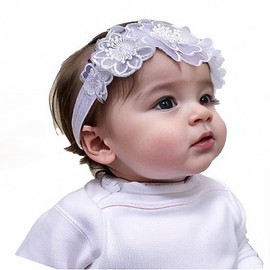 Quizzhe Delicate Lace Floral Baby Girl Headbands Soft Breathable Lace Flower Hairband Infant Baptism Christening Beanie Cap Newborns Hairband for Toddlers Baby Birthday Gifts (style1, adjustable)