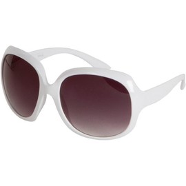 Sakkas Retro Vintage Oversized Frame Fashion Sunglasses - Weiß/Smoke