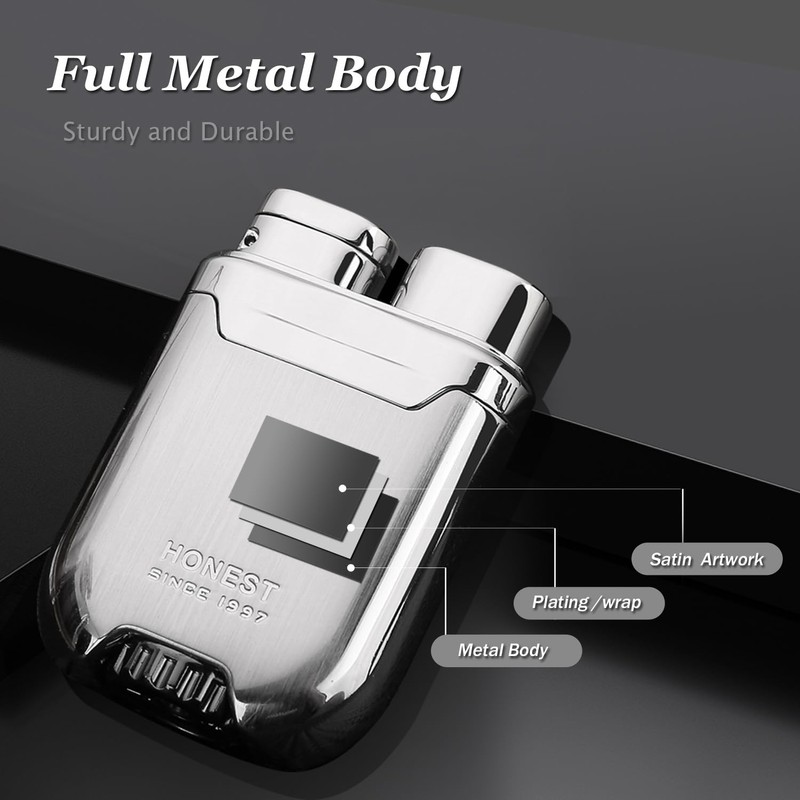 HONEST Torch Lighter Butane Gas refillable Windproof Lighter Mens Gifts