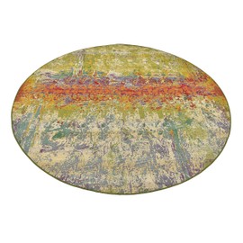 Unique Loom Outdoor Modern Collection Rustic Colorful Abstract Transitional Indoor and Outdoor Flatweave Multi Round Rug (8' 0 x 8' 0)