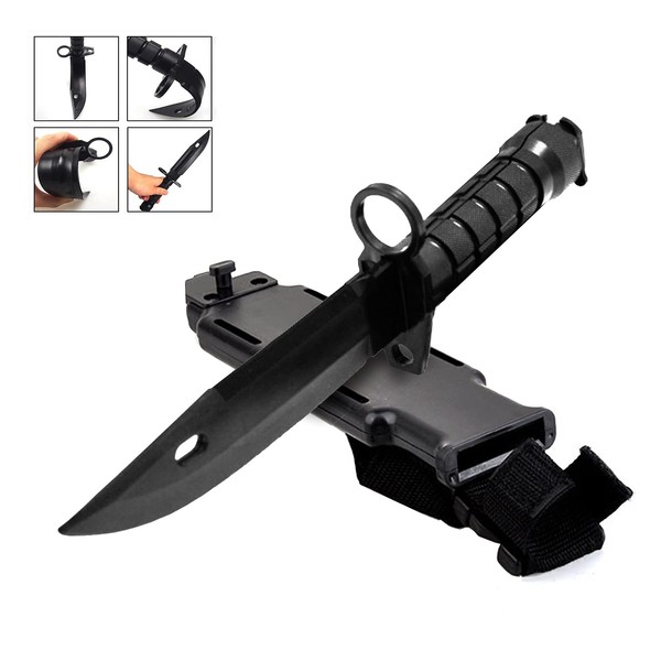 TIETHEKNOT Plastic Dagger Tactical Rubber Knife With Sheath Military Training Dagger Suitable For Soft Guns Firearms Martial Arts Pretend Cosplay Fun Game Halloween