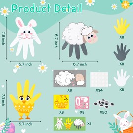 WATINC Animals Handprint Crafts Kits - 24Pcs Cute Bunny Chick Sheep Foam Crafts, Make Your Own Handprint Handicraft Decoration， DIY Animals Theme Party Classroom Fun Activities Decor for Kids