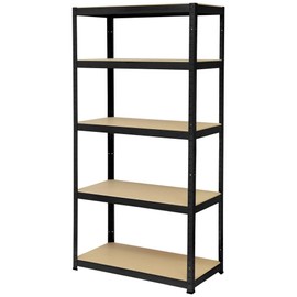 TOOLCRAFT TO-8689791 Heavy Duty Shelving Unit 265 kg (W x H x D) 900 x 1800 x 450 mm Metal, MDF Matt Black Wooden Floor