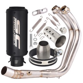 Unbranded For Yamaha MT-07 FZ07 14-22 Whole System Exhaust Header Pipe Muffler Tips Black