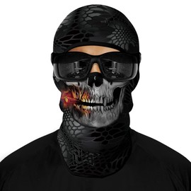 Skull Face Mask, Balaclava, Neck Gaiter, UV Sun Protection,Motorcycle Ski Scarf Fishing for Men (T W)