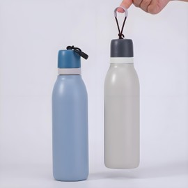 IOLOYU Water Bottle, 19.3 fl oz (540 ml), Stainless Steel Bottle, 2-Way, Straw & Direct Drinking, Coffee Bottle, Lightweight, Hot and Cold Insulation, Sports Bottle, Large Capacity, Easy to Wash