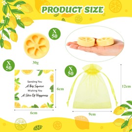 SiliFine 50 Set Lemon Soap Favors Lemon Bridal Shower Favors Lemon Party Favors Lemon Shaped Soap Wedding Gifts with Card and Bag for Wedding Gifts Bridal Party Baby Shower Favors Decorations