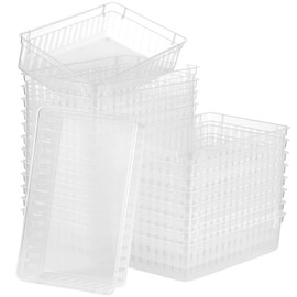 Boao 48 Pieces Plastic Baskets for Organizing 10.24 x 6.5 x 2.36 Inch Rectangular Storage Trays Plastic Organizer Bins Rectangle for Classroom Organization(Clear)