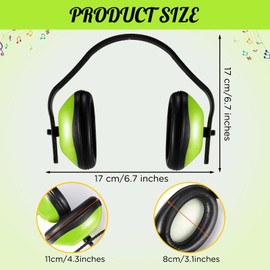 Baderke 12 Pcs Soundproof Earmuffs Hearing Protection Headphones Red Adjustable Padded Defender Noise Reduction Earplug(Green)