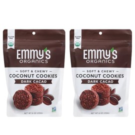 Emmy's Organics Coconut Cookies, Vanilla Bean, 6 oz (Pack of 2) | Gluten-Free Organic Cookies, Vegan, Paleo-Friendly