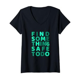 Womens Light Teal Aqua Stay Safe Light Teal Aqua Graphic V-Neck T-Shirt