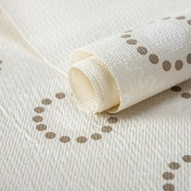 FIFTY FEET 18X96 Inch Shelf Liner for Kitchen Cabinets, PVC Drawer Liner for Dresser Non-Slip Bathroom, Non-Adhesive Cabinet Liner Washable (Beige Circle)(1 Roll)