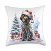 Watercolor German Wirehaired Pointer Dog Christmas Lights Throw Pillow