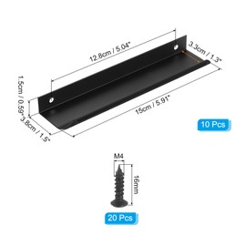 PATIKIL Mount Finger Edge Pull, 10 Pack 150mm/5.91" Aluminum Alloy Concealed Handle Cabinet Edge Pulls with Screws for Home Kitchen Furniture Door Drawer, Black