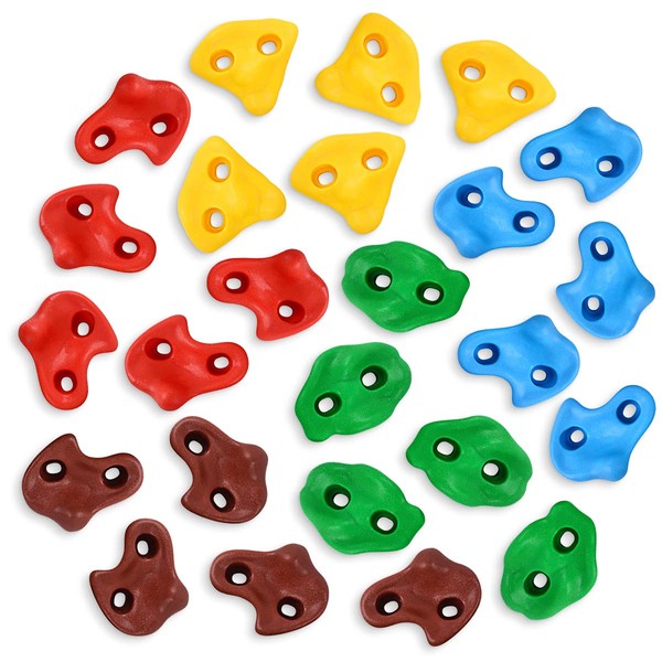 TOPNEW 25PCS Rock Climbing Holds for Kids, Large Climbing Holds for Play Set, Swingset - Adult Rock Wall Holds with Mounting Hardware for Indoor Outdoor Rock Climbing Wall
