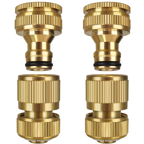 iBamso Garden Hose Connector, Solid Brass Garden Tap Connector, 1/2