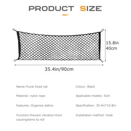 Flaconi Luggage net car, luggage net, car net, boot net, storage net, boot net, storage net, camper, boot net, luggage net, suitable for cars, trucks, SUVs (90 x 40 cm)