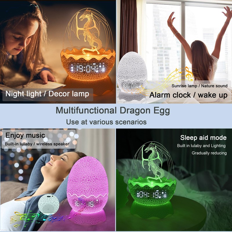 Unique Dragon Egg Digital Clock Ok to Wake Up Alarm