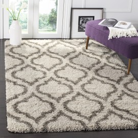 Safavieh Hudson Shag Collection SGH284A Moroccan 2-inch Thick Area Rug, 4' x 6', Ivory / Grey