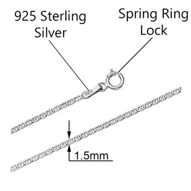 Savlano 925 Sterling Silver 1.5mm Italian Solid Flat Mariner Link Chain Necklace For Men & Women - Made in Italy Comes With a Gift Box (18, 1.5mm)