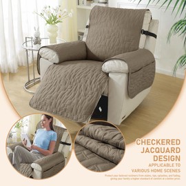 100% Waterproof Recliner Chair Covers for Reclining Chair, Small Recliner Covers That Stay in Place, Non-Slip Recliner Armchair Cover with Pockets for kids, Pets, Dogs, Cat, Washable,Coffee,23lN