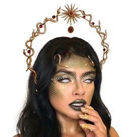 JeVenis Bronze Snake Headband Snake Earrings Medusa Headpiece Medusa Crown Medusa Costume Accessories Goddess Costume Women Party Costume