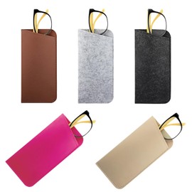 OliviaLiving 5 Pack Soft Felt Eyeglass Cases – Slip-In Glasses Pouch, Lightweight Felt Sunglasses Holder, Travel Storage Bag
