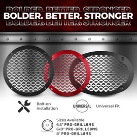 DS18 PRO-GRILL69MS 6x9 Universal Speaker Grill, Shallow Metal Mesh Protective Speaker Cover 6x9 inches, Bolt on Installation, Slim Design, Each (Red)