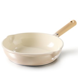 CAROTE 10" Ceramic Frying Pan Skillet, Non Stick Skillet Chef's Pan, Healthy & PFOA/PFAS Free, Induction-Compatible, Taupe