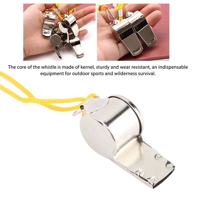 24pcs Stainless Steel Sports Whistles with Lanyard Loud Crisp Sound