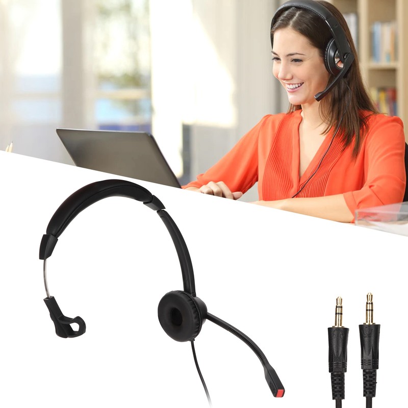 3.5mm Monaural Headset 3 Section Dual 3.5mm Plug PC Business