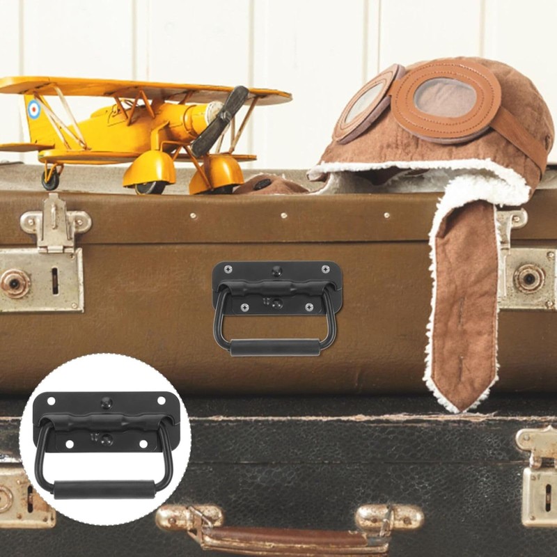ORTAVA Pack of 2 Folding Handles, Spring-Loaded Box Handle, Cold