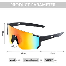 YIJUNSTORE Sportliche Sonnenbrille, UV400 Fahrradbrille, polarisierte Sonnenbrille für Outdoor-Aktivitäten Mountainbike Radfahren Skifahren
