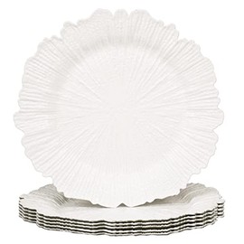 MAONAME - Juego de 6 platos decorativos de plástico con diseño de arrecife para platos de cena y decoración de boda, Acción de Gracias, Navidad, blanco