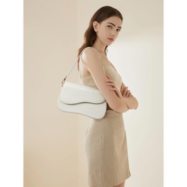 Telena Shoulder Bag for Women Shoulder Purse Vegan Leather Handbags Crossbody Purses with 2 Removable Strap White