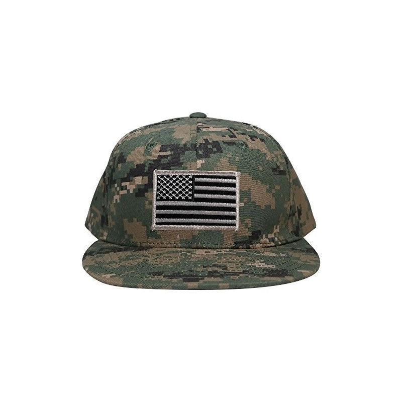 Armycrew Flat Bill Digital Camo American Flag Patch Snapback Cap