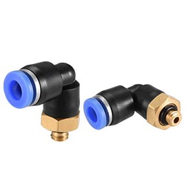 sourcing map Push to Connect Tube Fitting Male Elbow 6mm Tube OD x M5 Thread Pneumatic Air Push Fit Lock Fitting Blue 2pcs