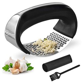 Ever LastÂ® Garlic Press Garlic Crusher Kitchen Garlic Rocker | 304 Stainless Steel | Premium Quality, Ginger Crusher, Ergonomic Handle Garlic Peeler, Cleaning Brush, Easy to Use & Clean Kitchen Tool