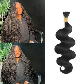 Human Braiding Hair Body Wave Bulk Human Hair for Braiding No Weft 1 Bundle 100g 10A Brazilian Curly Human Hair Extensions for Boho Braids (Body Wave Bulk Human Hair, 24 Inch)