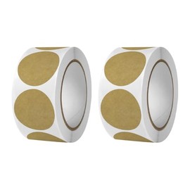 JIHUOO 2 Rolls 1 Inch Round Kraft Paper Stickers Blank Circle Label Stickers Color Coding Label Dots Envelope Seal Stickers Gift Packaging Stickers