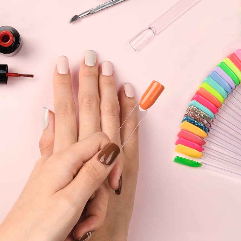 Nail Practice Color Swatch Sample Sticks, AZUREBEAUTY Fan Shape False