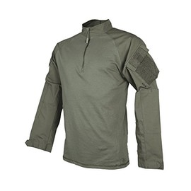 Tru-Spec T.R.U. 1/4 Zip Combat Shirt, Men's Tactical Long Sleeves - 65/35 Polyester Cotton Rip-Stop Fabric, Le Green/Olive Drab - Large