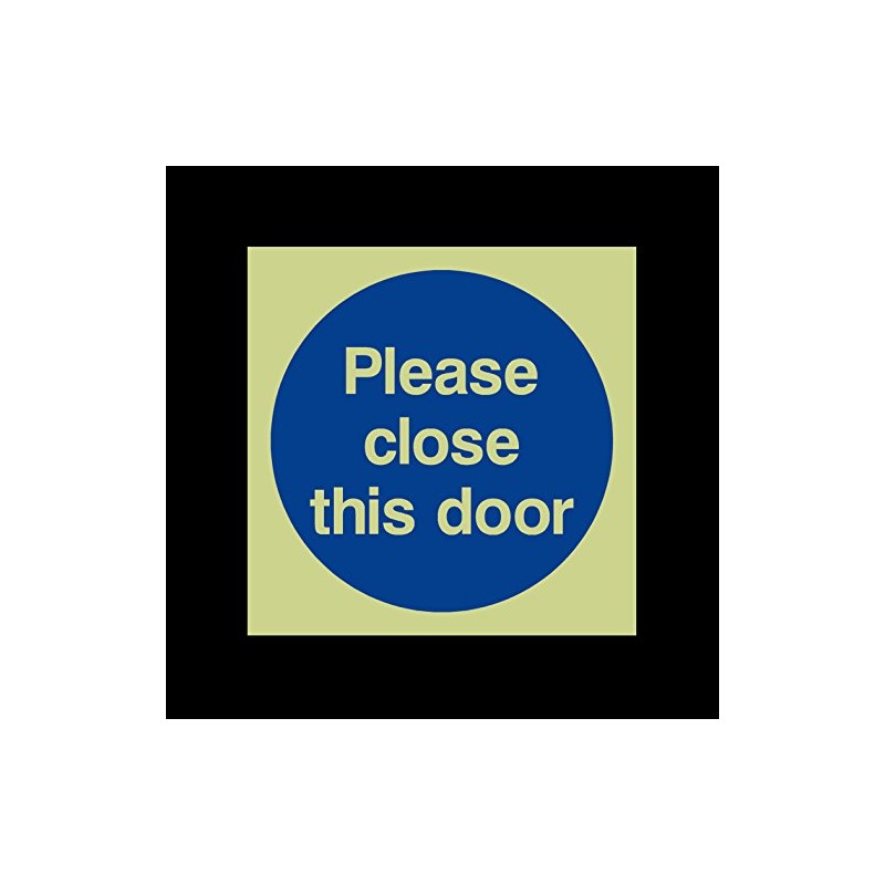 Please close this door Photoluminescent Plastic Sign - Fire Escape,