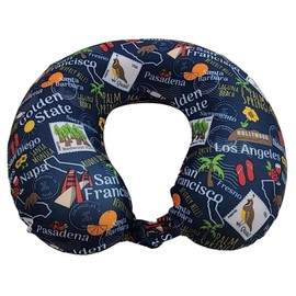 Wolf Essentials Adult Soft Memory Foam 12 x 13-inch Travel Neck Pillow, Compact, Perfect for Plane or Car, California