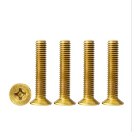 MACHSWON 10PCS M5 Brass Cross Countersunk Head Screws M5*40mm Brass Screw Threaded Flat Head Screws Cross Countersunk Head Copper Screw