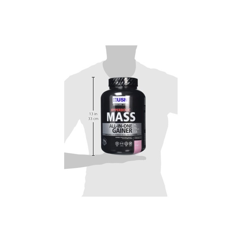 USN Hyperbolic Mass All-In-One Gainer Shake Powder, Strawberry, 2 kg